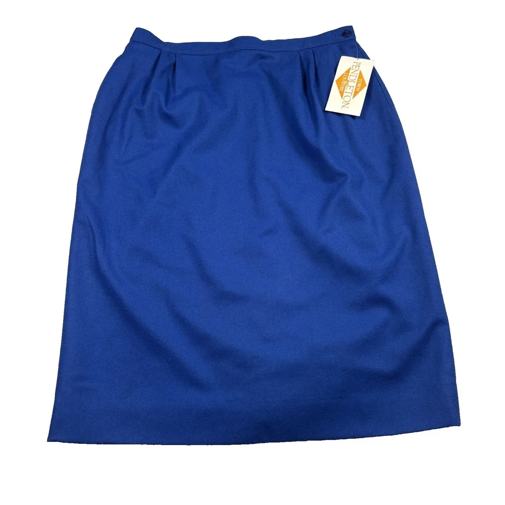 Pendleton Skirt Womens 18 Blue Pencil 100% Virgin Wool Lined USA NWT Back Vent